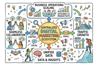 Centralized Digital Marketing Ecosystems Scale Business Operations and Traffic